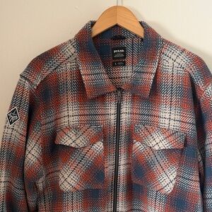 Prana Men's Red and Blue Plaid Shirt Jacket